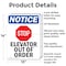 Signmission Elevator Out Of Order, 10 in W x Rectangle, Aluminum OS-2PACK-NS-A-1014-V-11737 - alternate 4